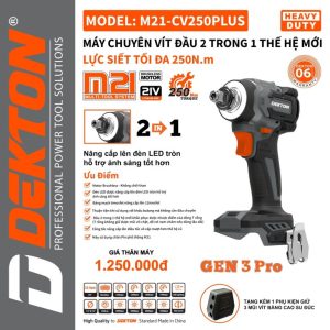 Máy chuyên vít pin Dekton M21-CV250PLUS cam