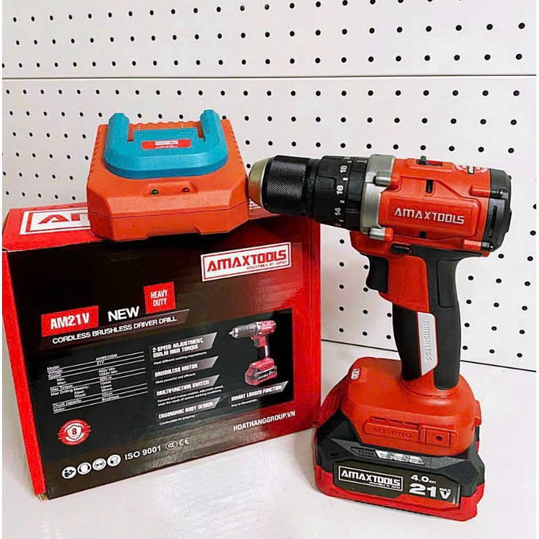 Bộ máy khoan Amaxtools AKI6510SM 10mm tốc độ: 2.000V/P. Lực siết 65NM