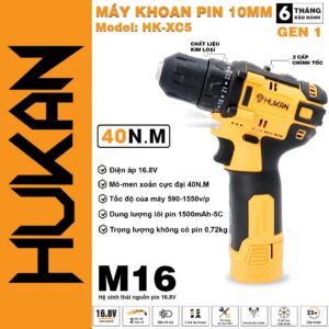 Máy khoan pin không chổi than Hukan