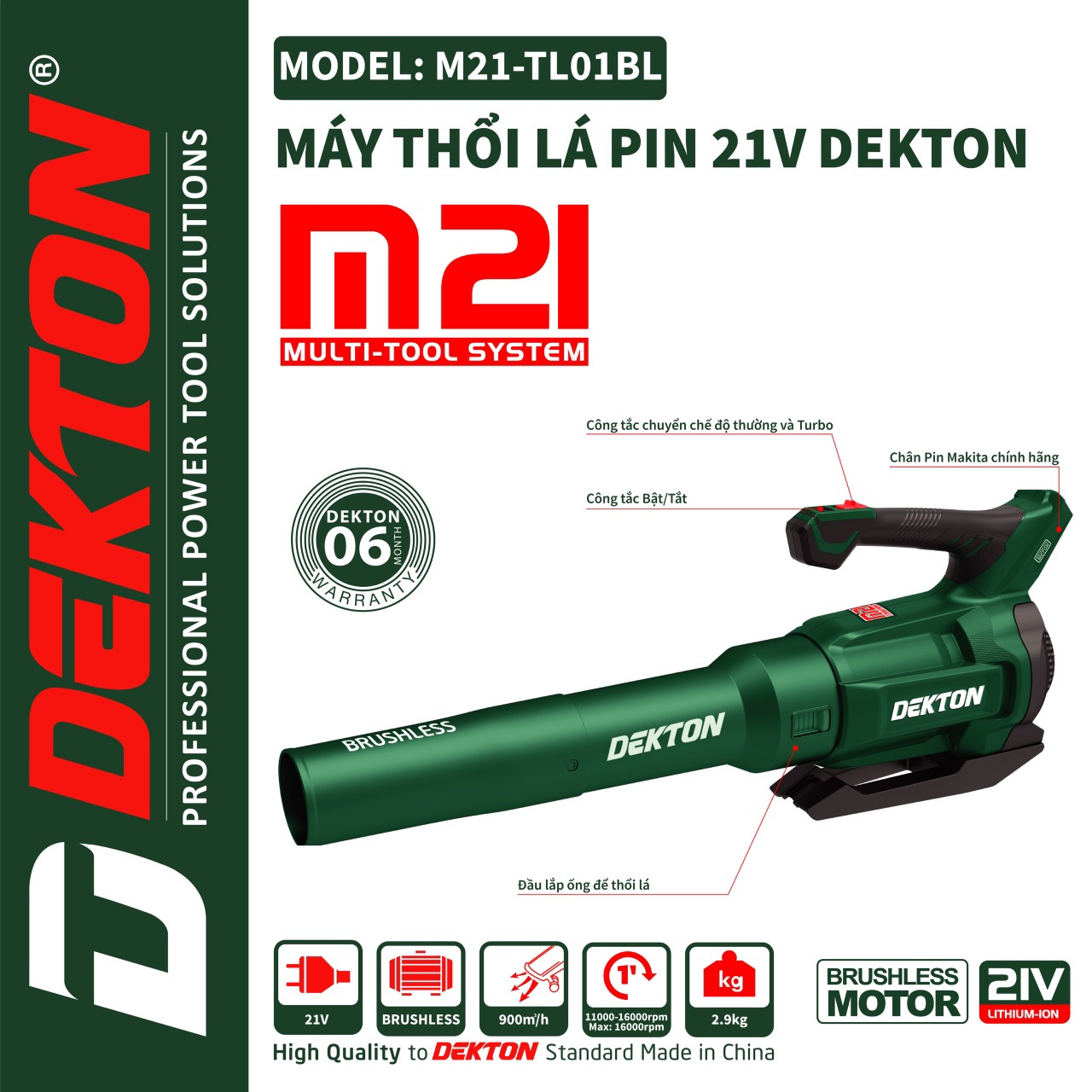 Máy thổi lá DEKTON M21-TL01BL