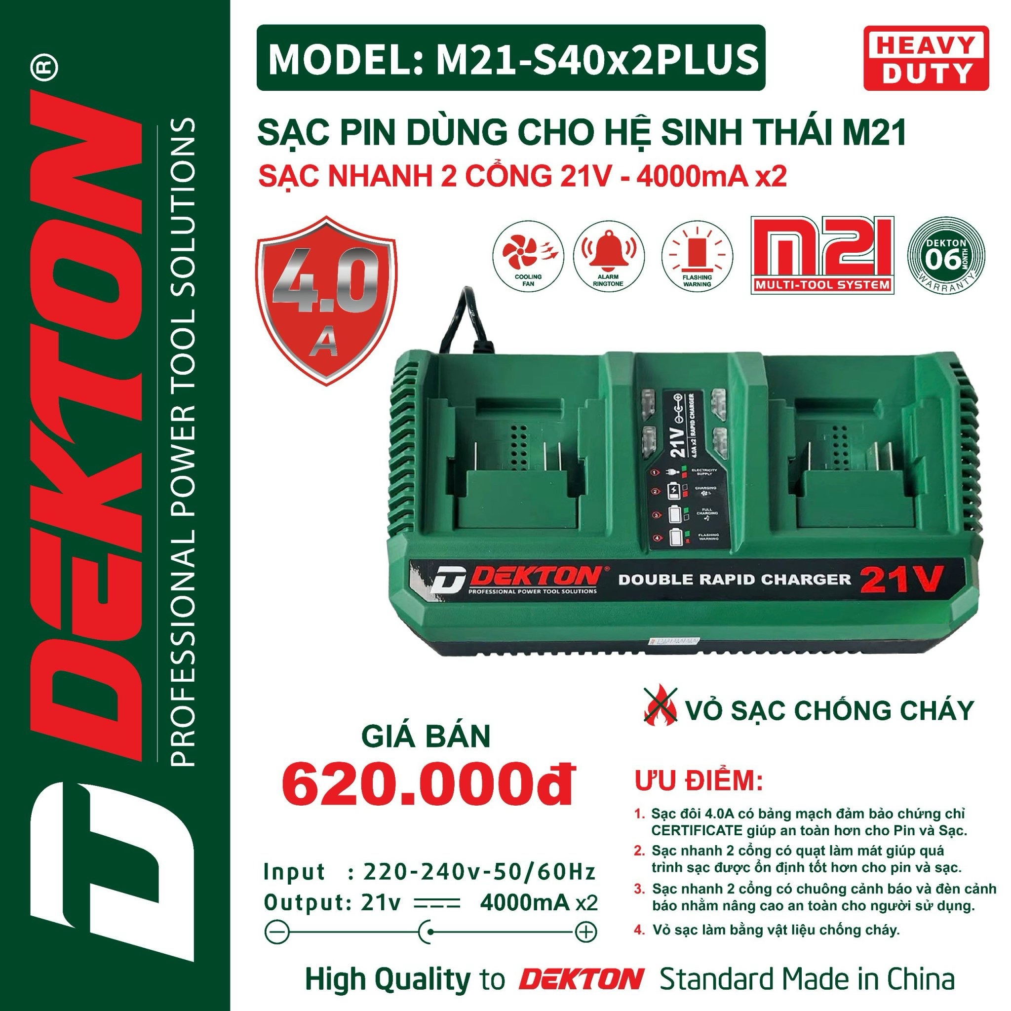 Sạc Dekton M21-S40x2PLUS
