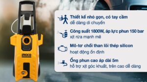 Máy phun xịt rửa áp lực cao Ingco HPWR18008