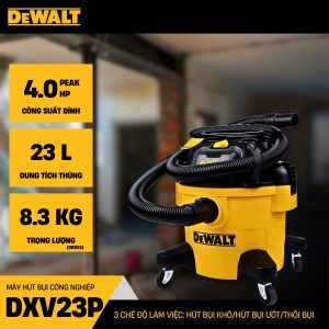 Máy hút bụi công nghiệp 3 chức năng ướt/khô/thổi Dewalt DXV23P 23L