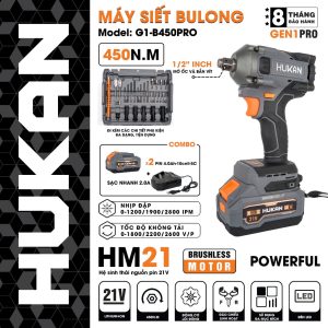Máy siết bulong pin (đầu 1/2) HUKAN G1-B450PRO