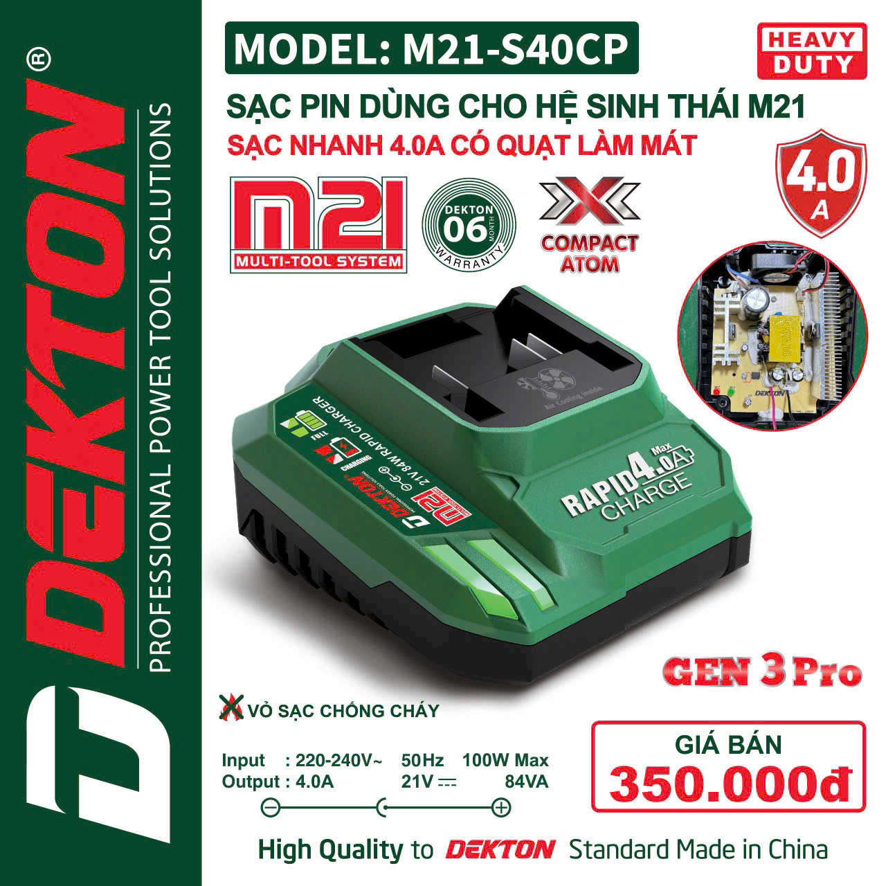 Sạc M21-S40CP Xanh Dekton