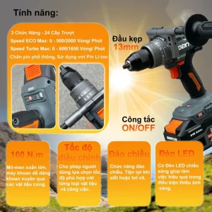 Máy Khoan Động Lực Pin 21V DEKTON M21-ID13160PRO