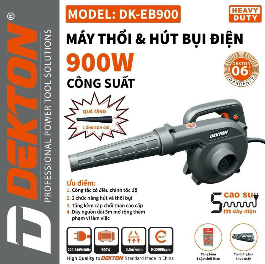 Máy thổi và hút bụi điện DEKTON DK-EB900