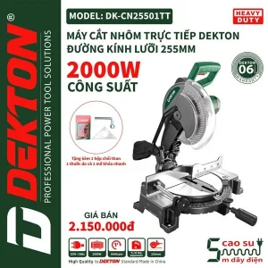 Máy cắt nhôm DEKTON DK-CN25501TT mạnh mẽ, chính xác, dễ sử dụng, lý tưởng cho công việc cắt nhôm, kim loại nhẹ. Đảm bảo hiệu quả và độ bền cao.