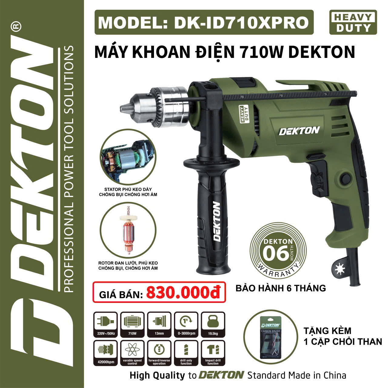 Máy khoan điện 710W Dekton DK-710XPRO