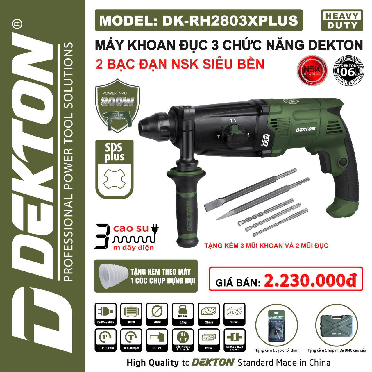 May khoan duc 3 chuc nang Dekton DK-RH2803XPLUS