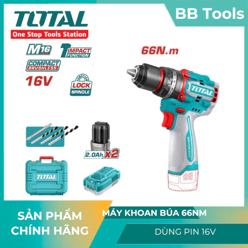 Máy khoan búa không chổi than dùng pin 16V
